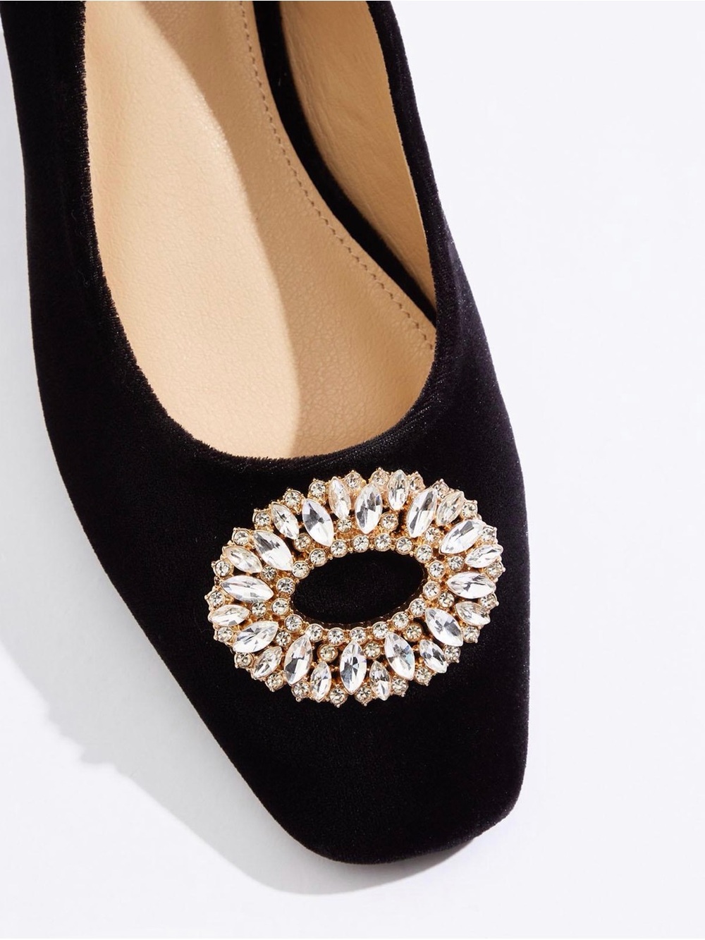 Ballet faux velvet Flat with rhinestones  Brooch - Black